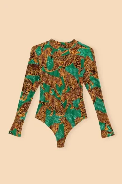 FARM Rio Green Artsy Leopards Organic Cotton Bodysuit Best