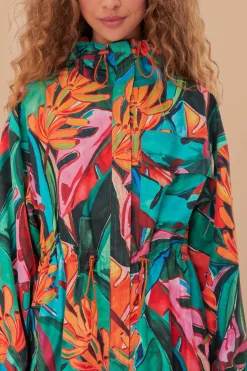 FARM Rio Green Banana Foliage Maxi Raincoat New