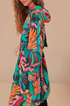 FARM Rio Green Banana Foliage Maxi Raincoat New