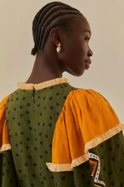FARM Rio Green Creation Long Sleeve Midi Dress Discount