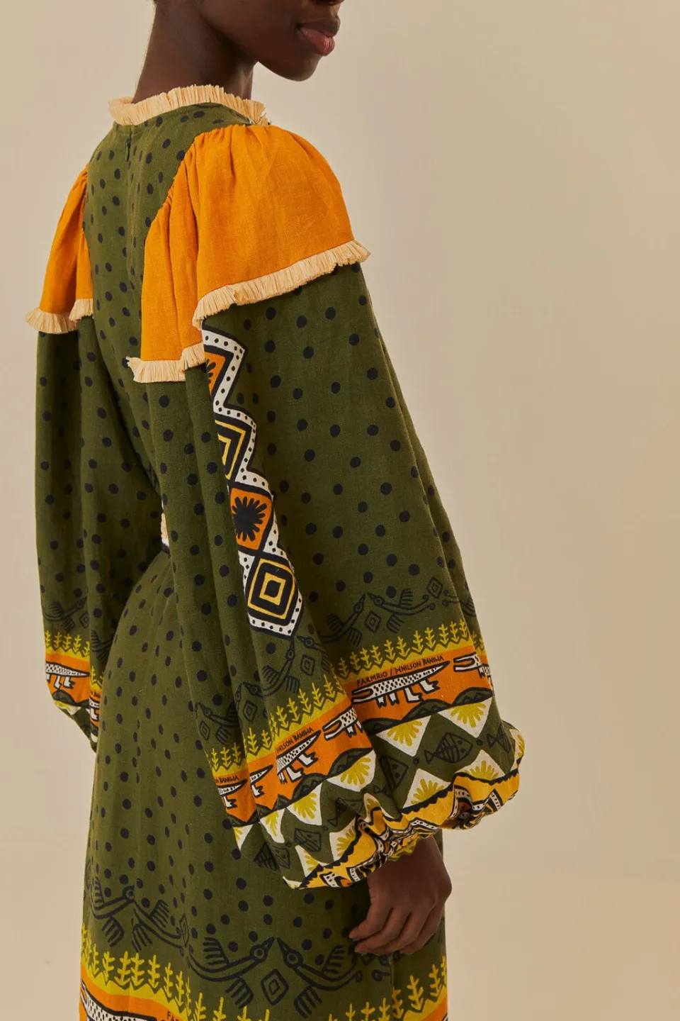 FARM Rio Green Creation Long Sleeve Midi Dress Discount