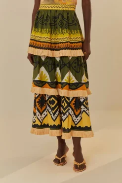 FARM Rio Green Creation Midi Skirt Clearance