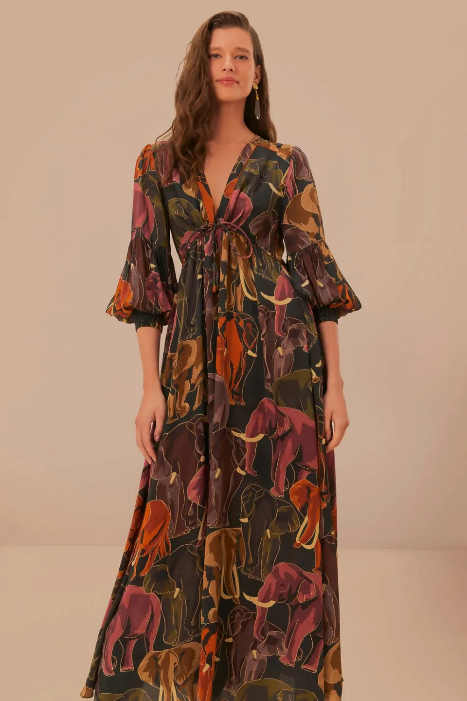 FARM Rio Green Elephants Maxi Dress Outlet