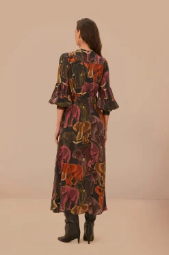 FARM Rio Green Elephants Maxi Dress Outlet