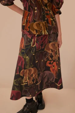 FARM Rio Green Elephants Skirt Discount