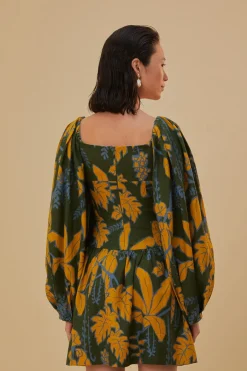 FARM Rio Green Foliage Sketch Lenzing™ Ecovero™ Euroflax™ Mini Dress New