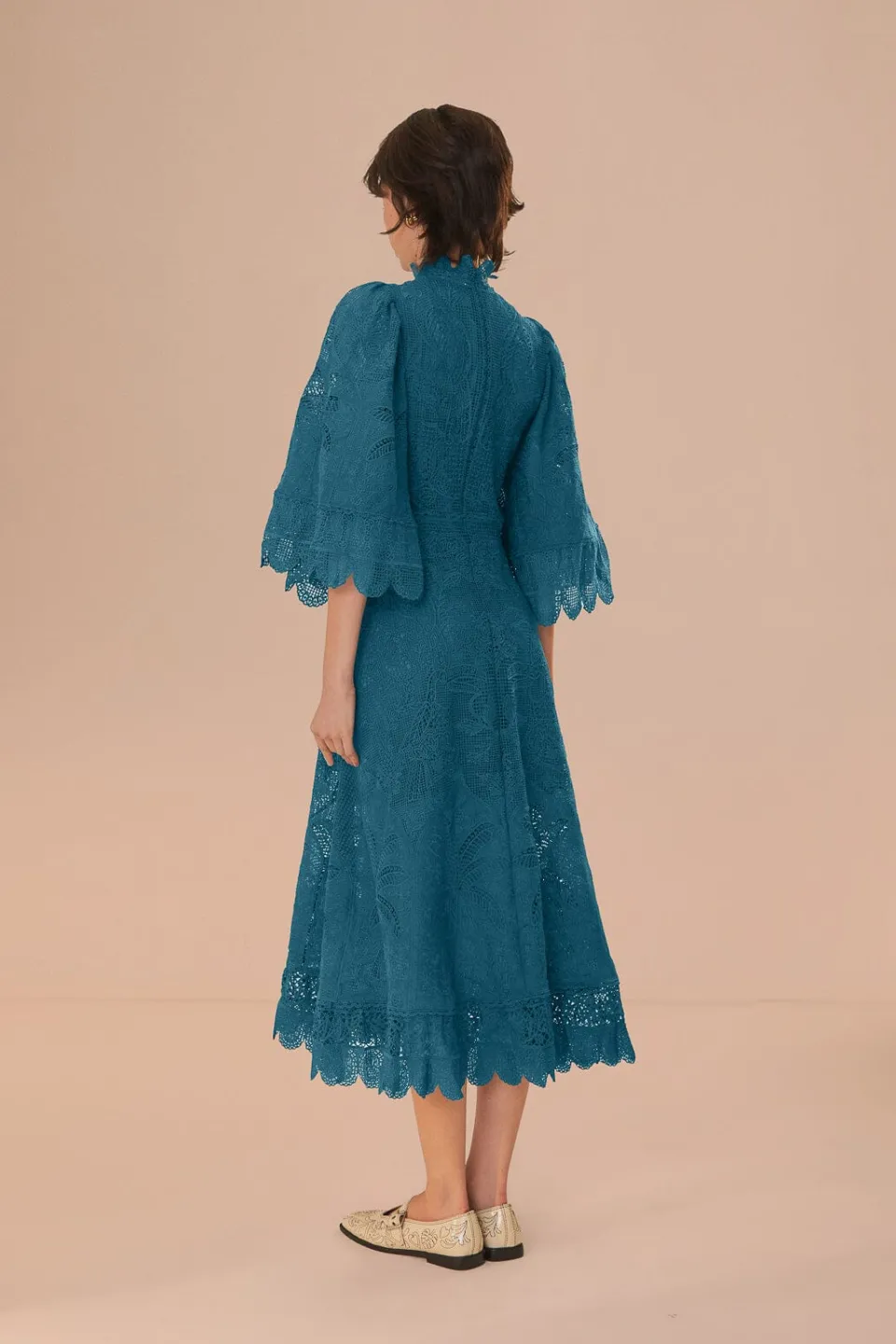 FARM Rio Green Guipire Cut-Out Midi Dress Best