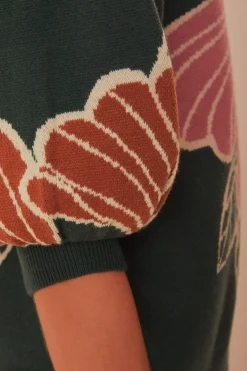 FARM Rio Green Honolulu Flowers Knit Sweater Clearance