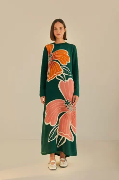 FARM Rio Green Honolulu Flowers Long Sleeve Maxi Dress Online