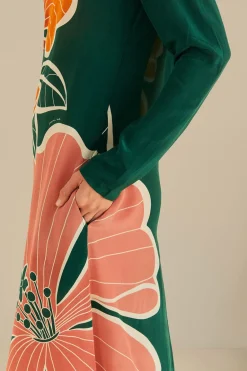 FARM Rio Green Honolulu Flowers Long Sleeve Maxi Dress Online