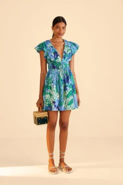 FARM Rio Green Jungle Panther Mini Dress Hot