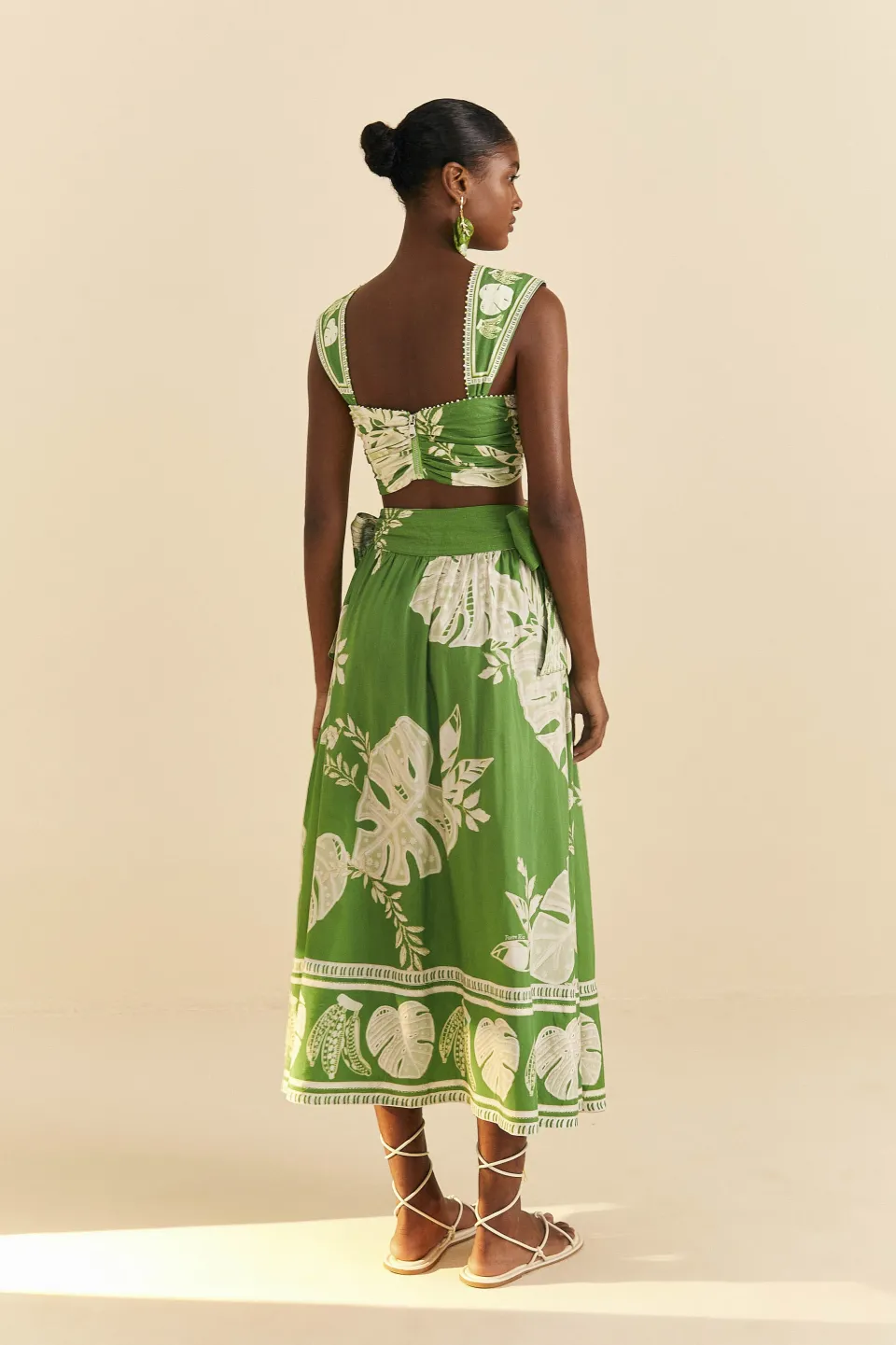 FARM Rio Green Lace Monsteras Crop Top Hot