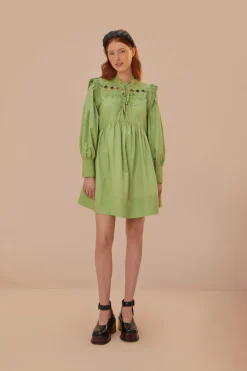 FARM Rio Green Open Yoke Mini Dress