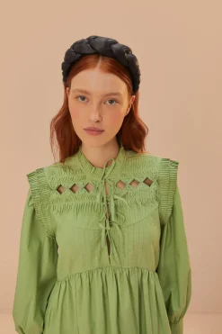 FARM Rio Green Open Yoke Mini Dress