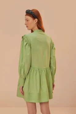 FARM Rio Green Open Yoke Mini Dress
