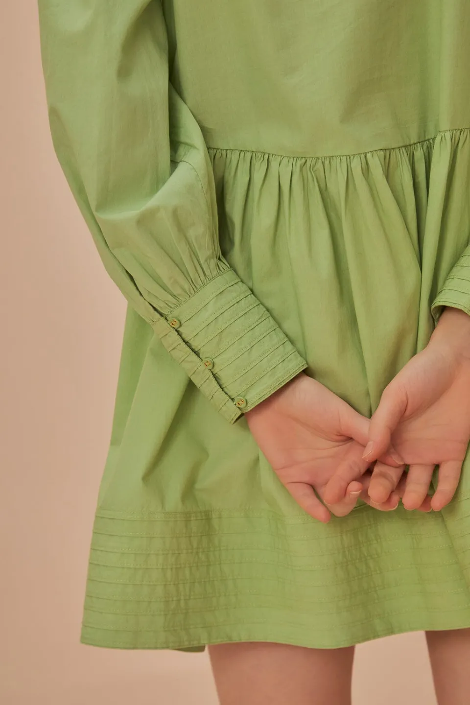 FARM Rio Green Open Yoke Mini Dress