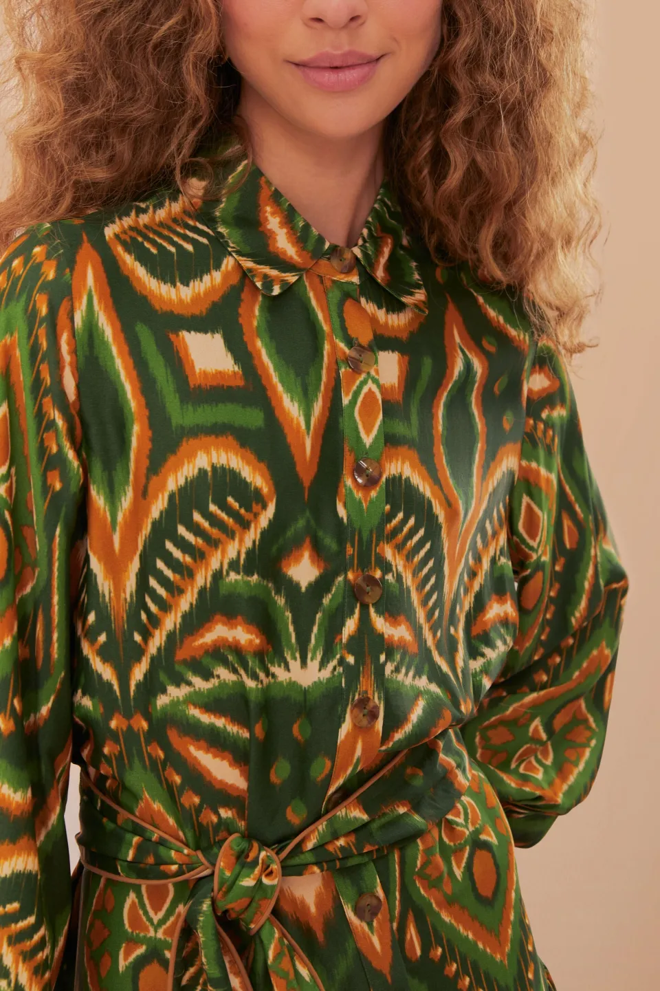 FARM Rio Green Pineapple Ikat LENZING™ ECOVERO™ Viscose Mini Dress Sale