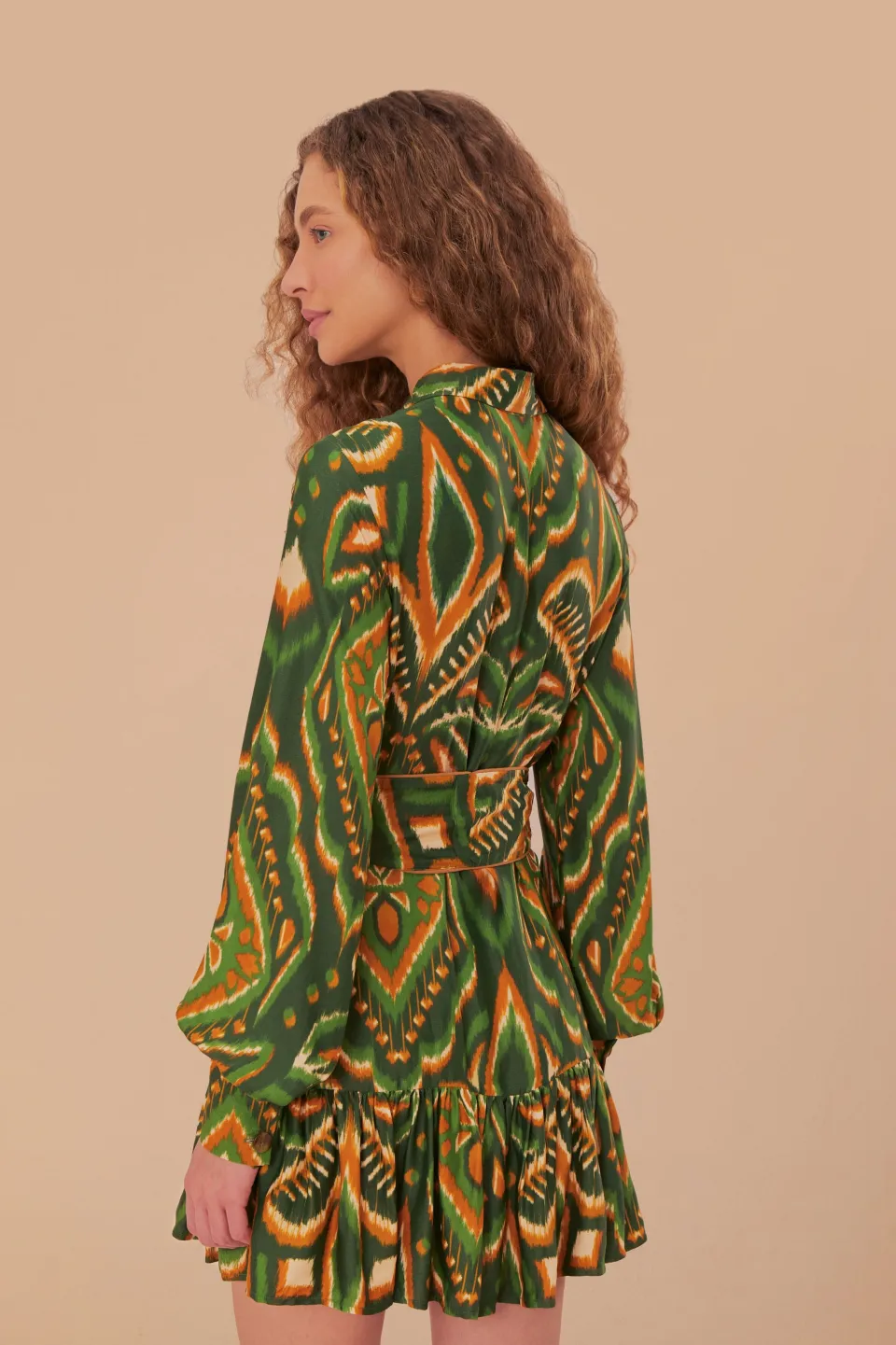 FARM Rio Green Pineapple Ikat LENZING™ ECOVERO™ Viscose Mini Dress Sale