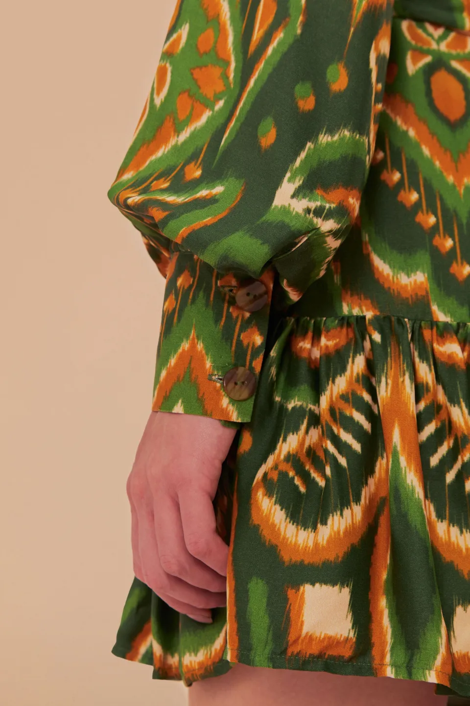 FARM Rio Green Pineapple Ikat LENZING™ ECOVERO™ Viscose Mini Dress Sale