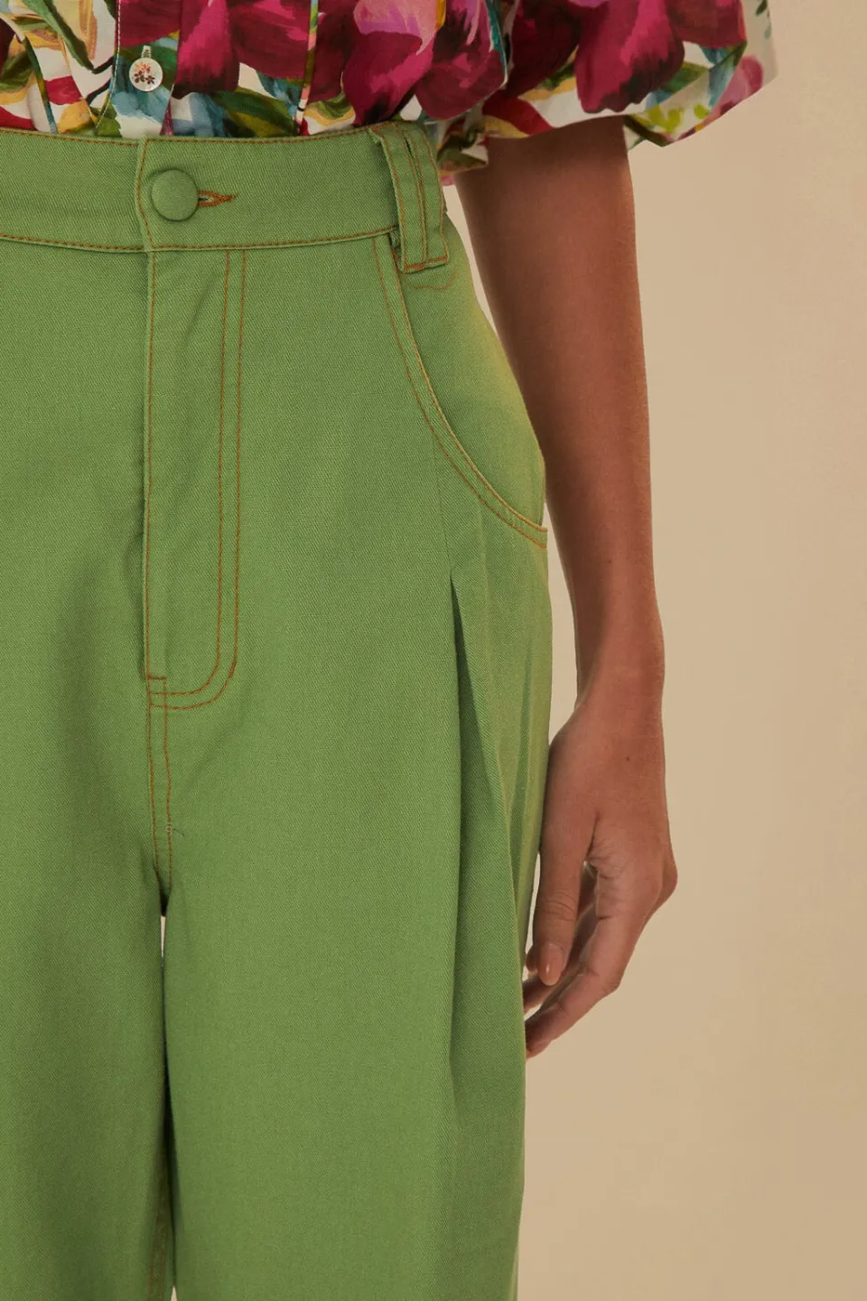 FARM Rio Green Pleat Pants Hot