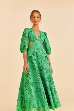 FARM Rio Green Richelieu Midi Dress