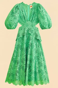 FARM Rio Green Richelieu Midi Dress