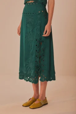 FARM Rio Green Richelieu Midi Skirt Hot