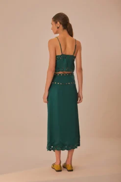 FARM Rio Green Richelieu Midi Skirt Hot
