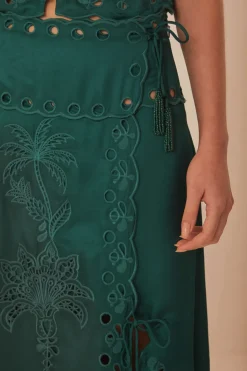 FARM Rio Green Richelieu Midi Skirt Hot