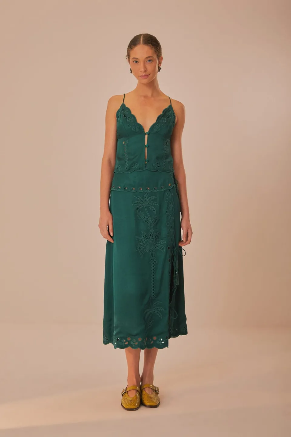 FARM Rio Green Richelieu Sleeveless Blouse New