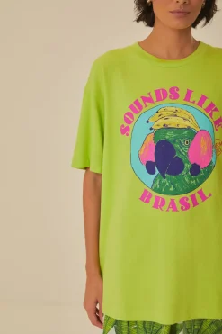 FARM Rio Green Sounds Like Brasil Organic Cotton T-Shirt Clearance