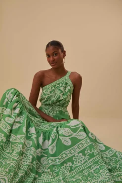 FARM Rio Green Sweet Garden Maxi Dress New