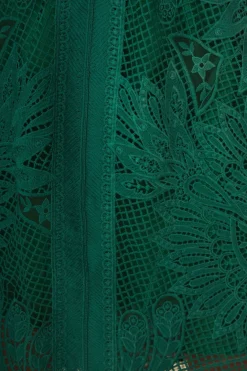 FARM Rio Green Toucans Guipure Midi Skirt Clearance