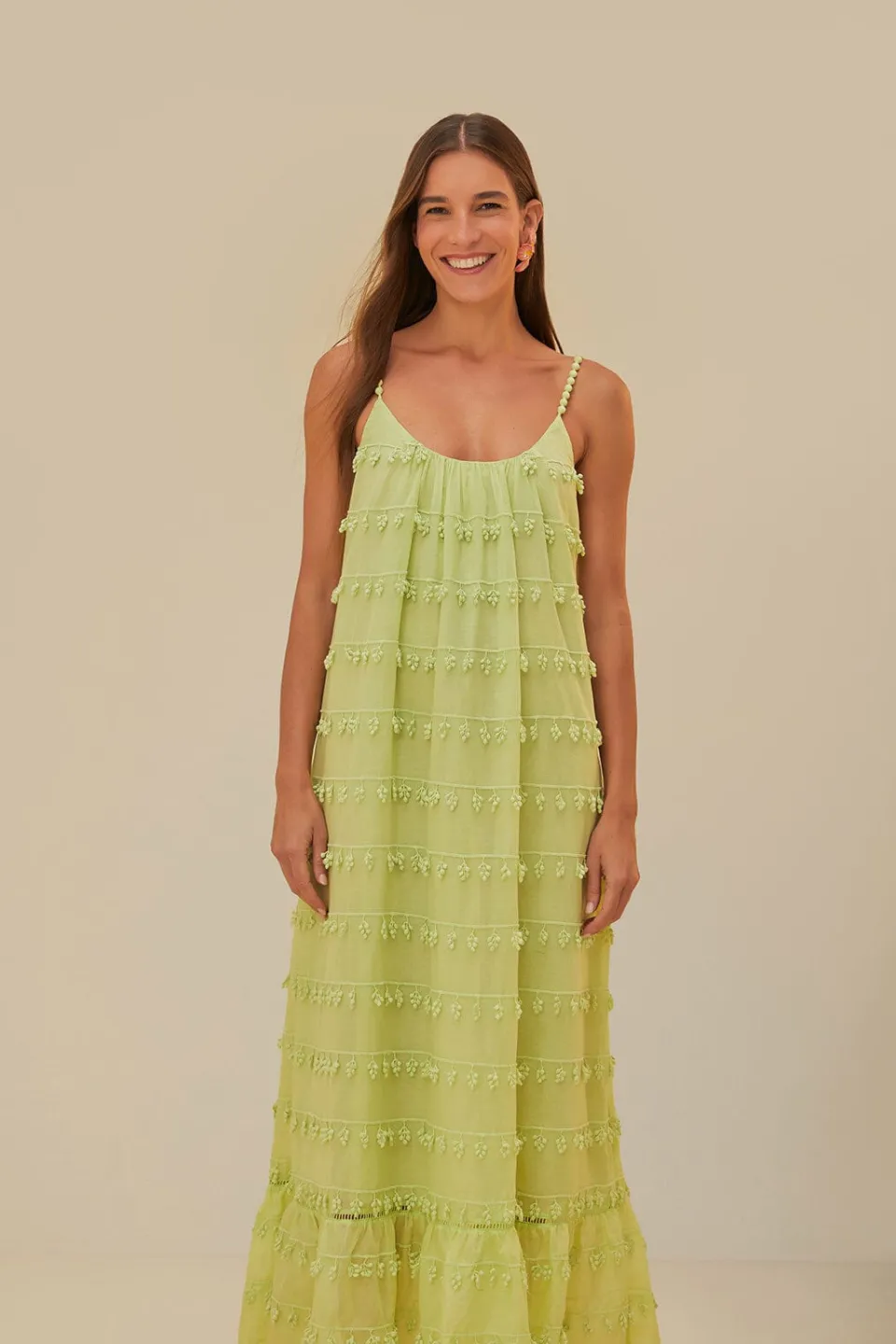 FARM Rio Green Trimmed Maxi Dress Outlet