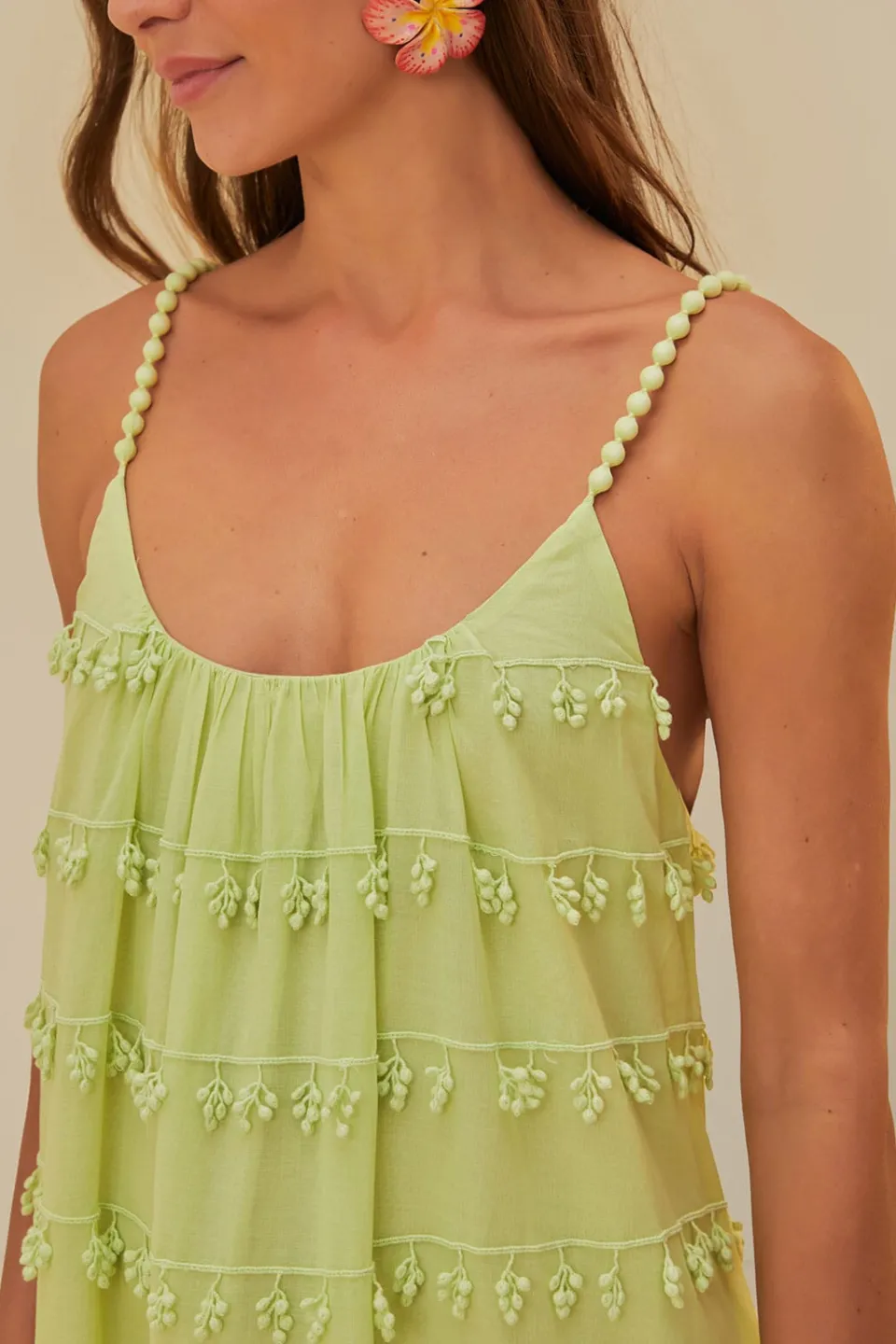 FARM Rio Green Trimmed Maxi Dress Outlet