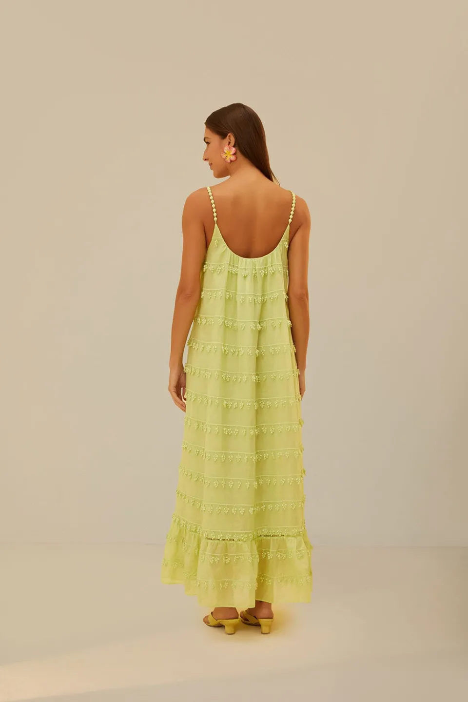 FARM Rio Green Trimmed Maxi Dress Outlet