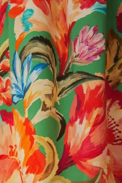 FARM Rio Green Tropicart Sleeveless Midi Dress New