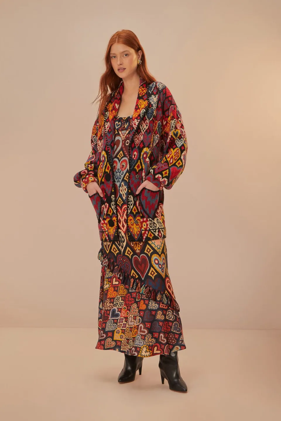 FARM Rio Hearts Ikat Knit Blazer