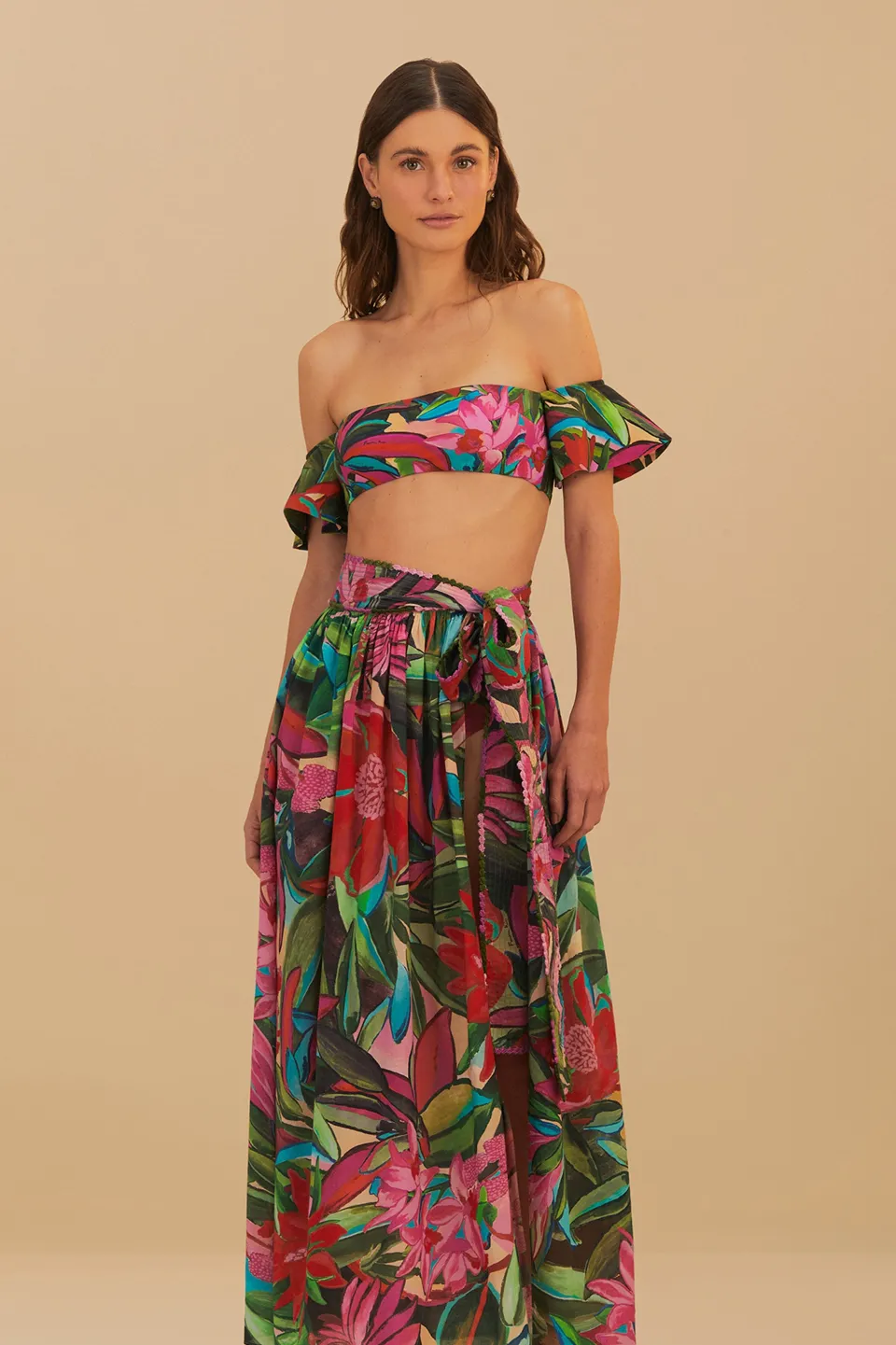 FARM Rio Jardin De Reve Midi Skirt Discount
