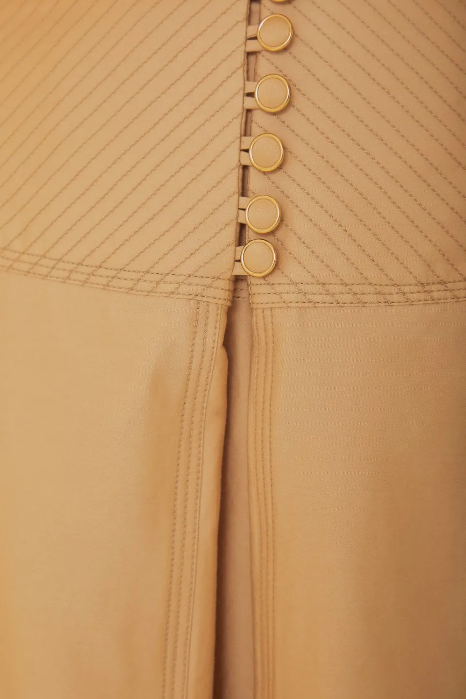 FARM Rio Khaki Topstitching Yoke Organic Cotton Maxi Skirt Sale