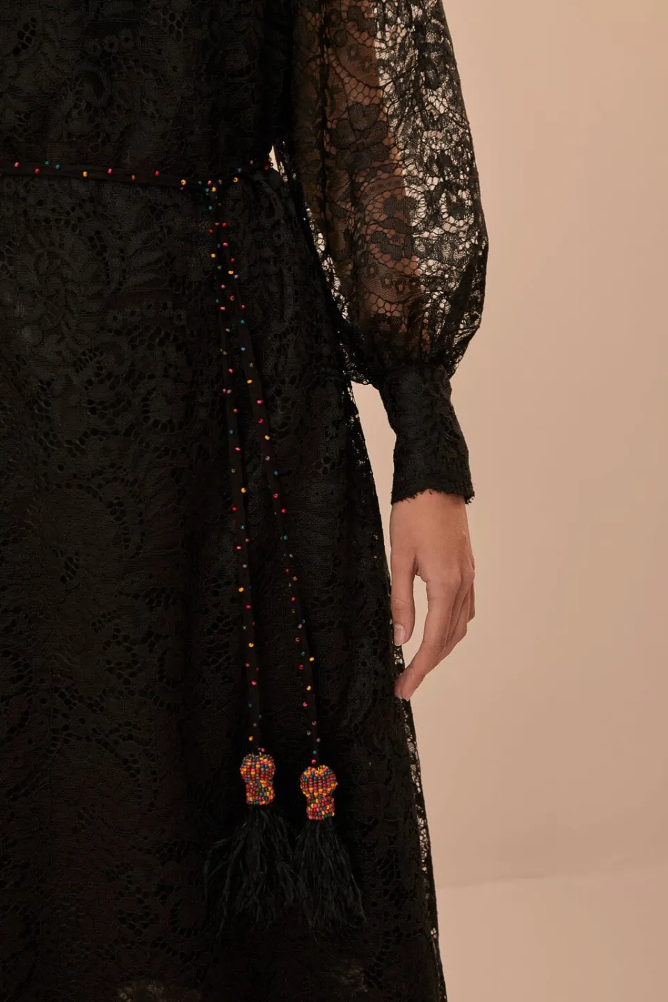 FARM Rio Lace Black Midi Dress Hot