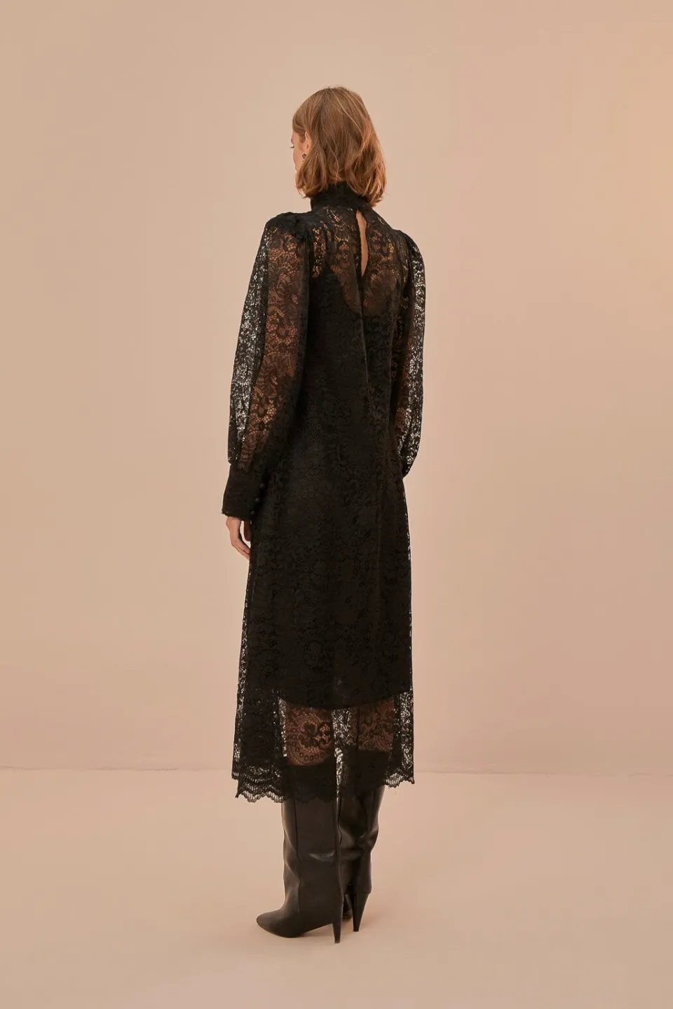 FARM Rio Lace Black Midi Dress Hot