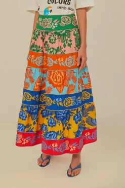 FARM Rio Lace Garden Tiered Maxi Skirt New