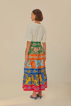 FARM Rio Lace Garden Tiered Maxi Skirt New