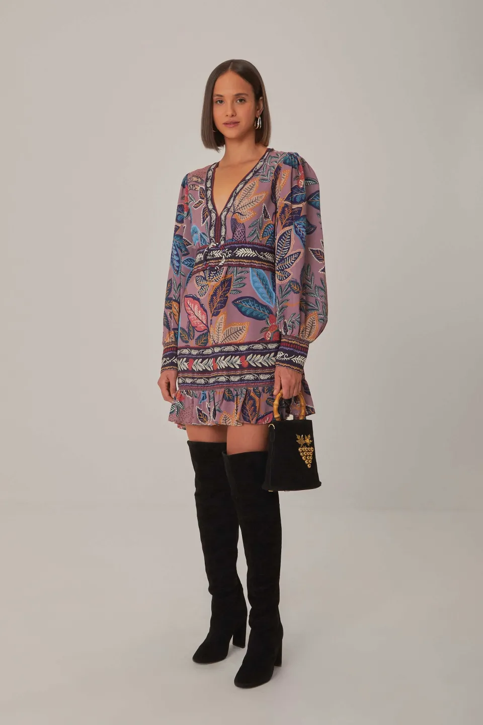 FARM Rio Lavender Wild Night Long Sleeve Mini Dress Best