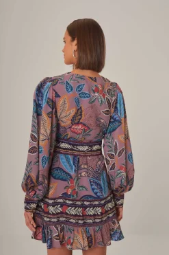 FARM Rio Lavender Wild Night Long Sleeve Mini Dress Best
