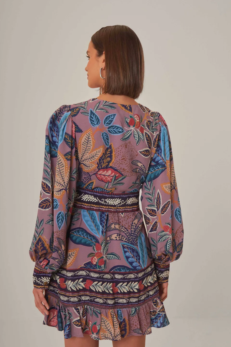 FARM Rio Lavender Wild Night Long Sleeve Mini Dress Best