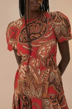FARM Rio Leopard Paisley Burgundy Mini Dress Outlet