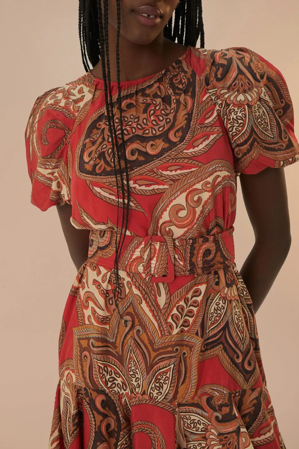 FARM Rio Leopard Paisley Burgundy Mini Dress Outlet