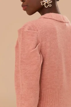 FARM Rio Light Pink Ruffle Knit Cardigan Hot